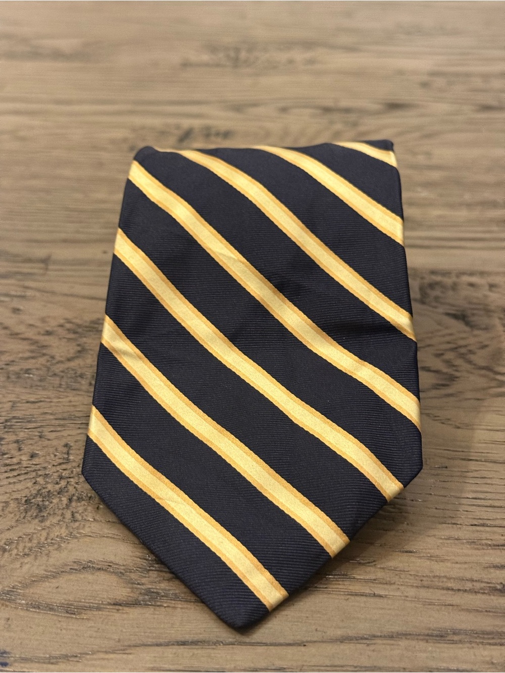 Ike Behar Black Tie with Gold Diagonal Stripes